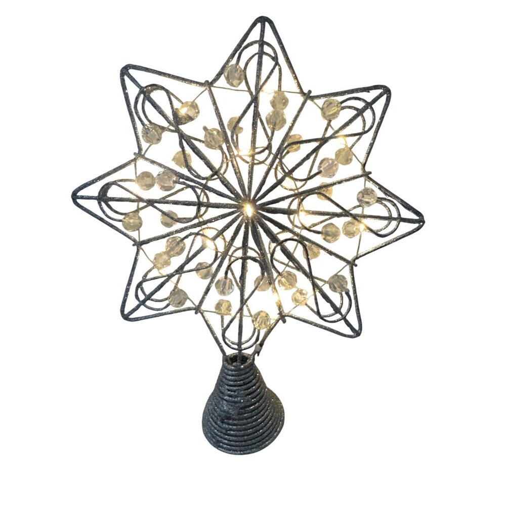 LED Star Tree Topper With Crystal Details & Spiral Base New w/o box